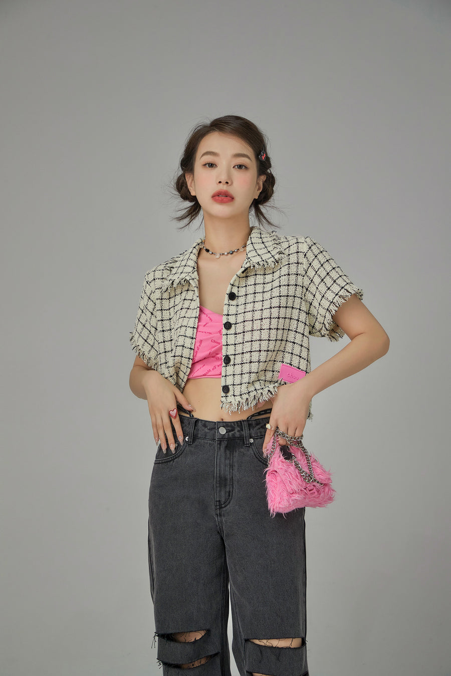 CHUU Raw Hem Short-Sleeves Summer Jacket