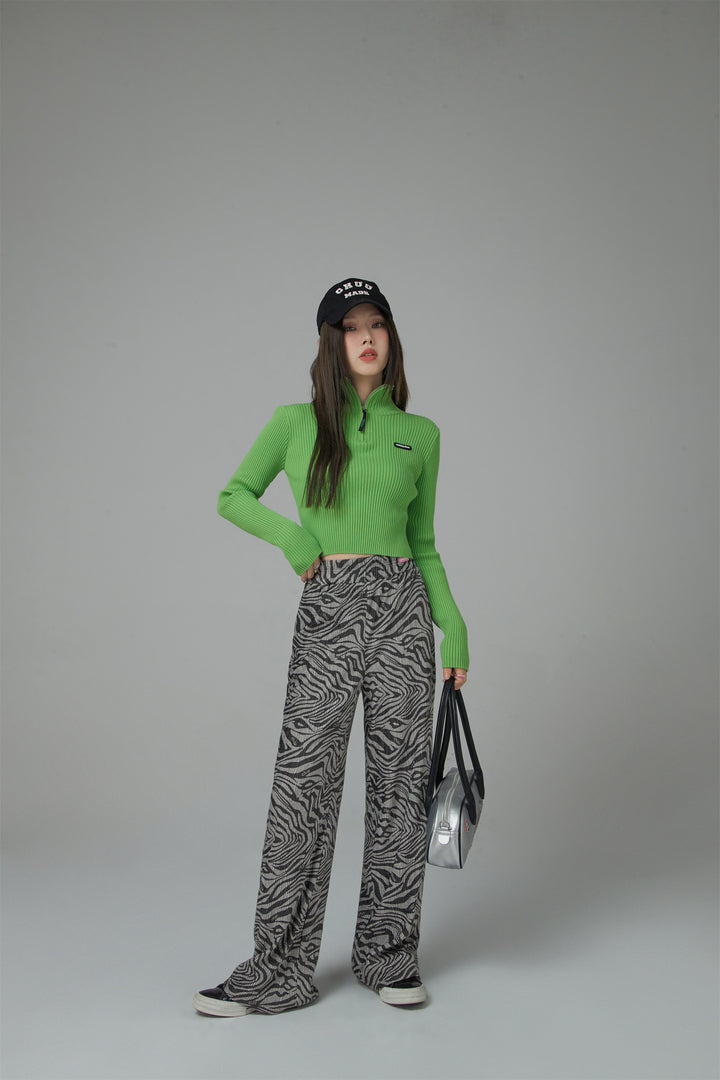 Zebra Print Wide Slacks Pants