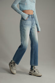 Gradient Wash Ankle Straight Jeans