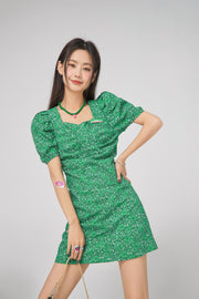 Puff Sleeve Flower Dress