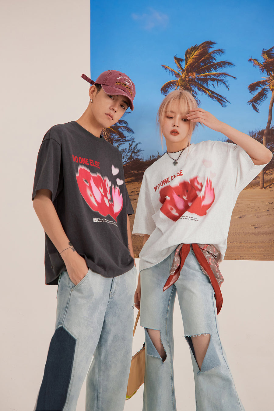 CHUU Loose Fit Heart T-Shirt