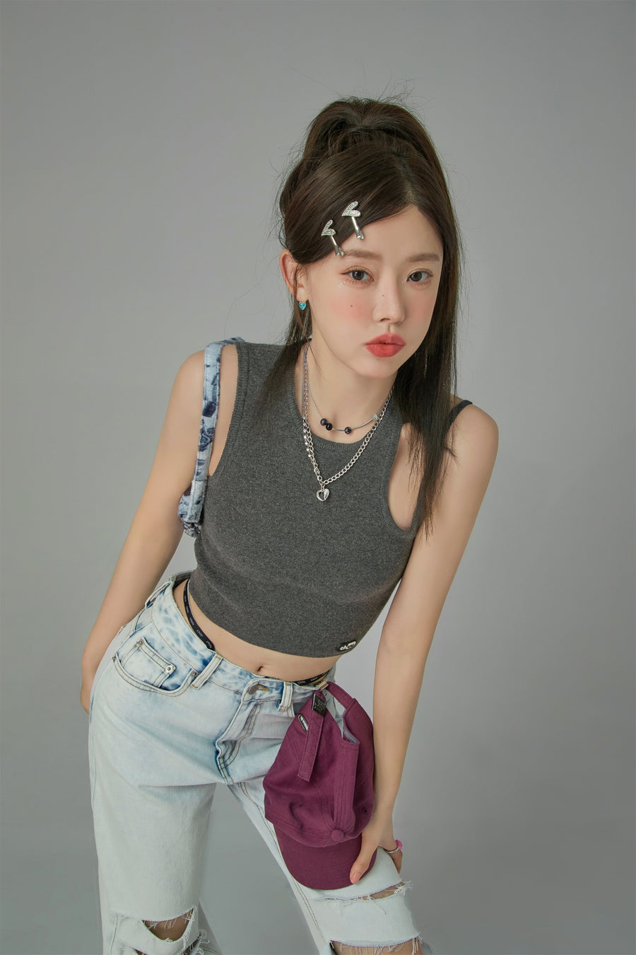 CHUU Double Strap Cutout Sleeveless Top