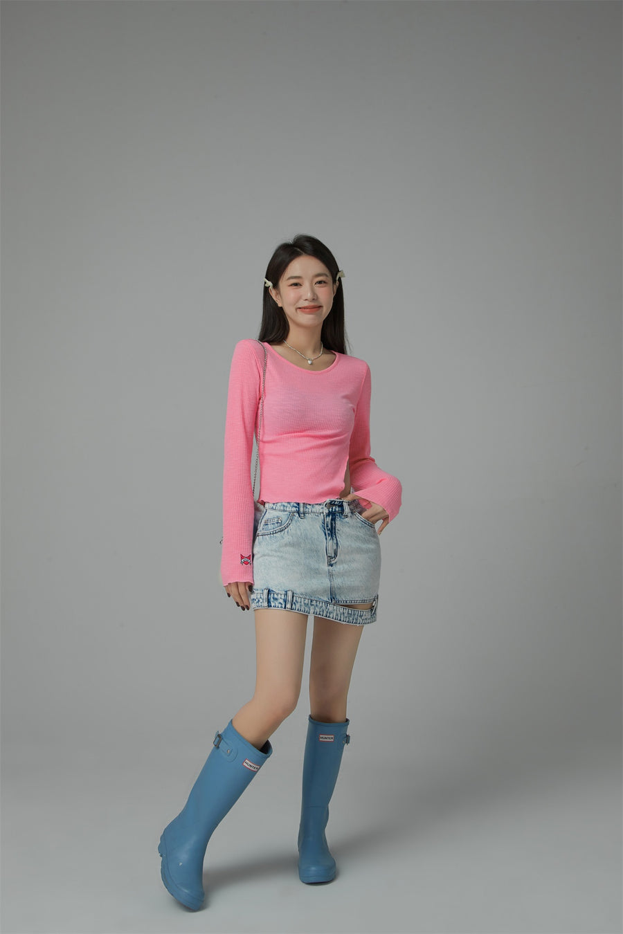 CHUU Slim Side Slit Long Sleeve T-Shirt