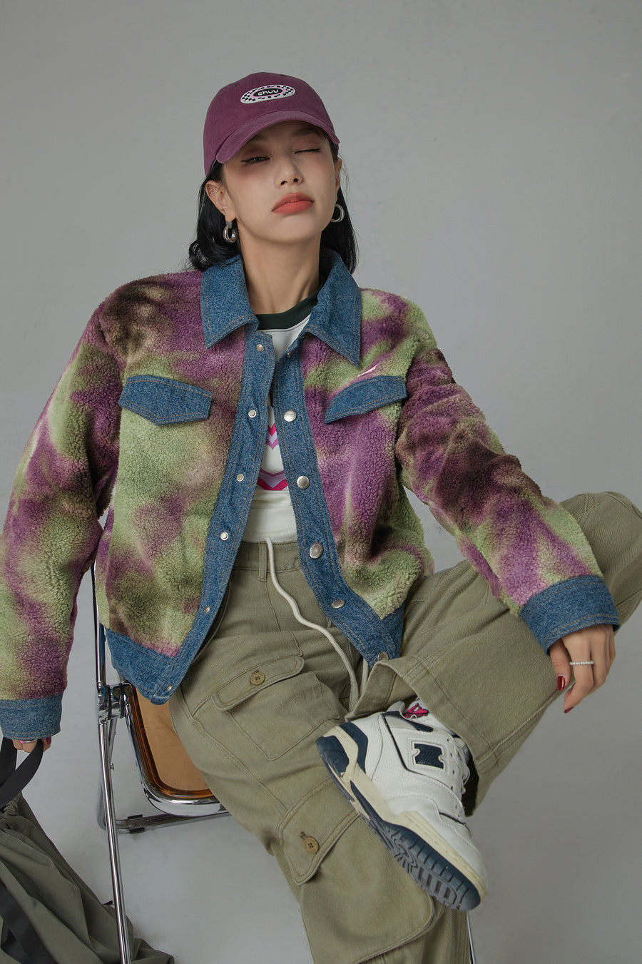 CHUU My Universe Printed Fleece Collar Jacket