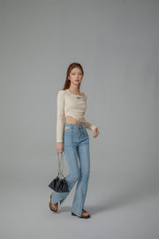 Unbalanced String Cropped T-Shirt