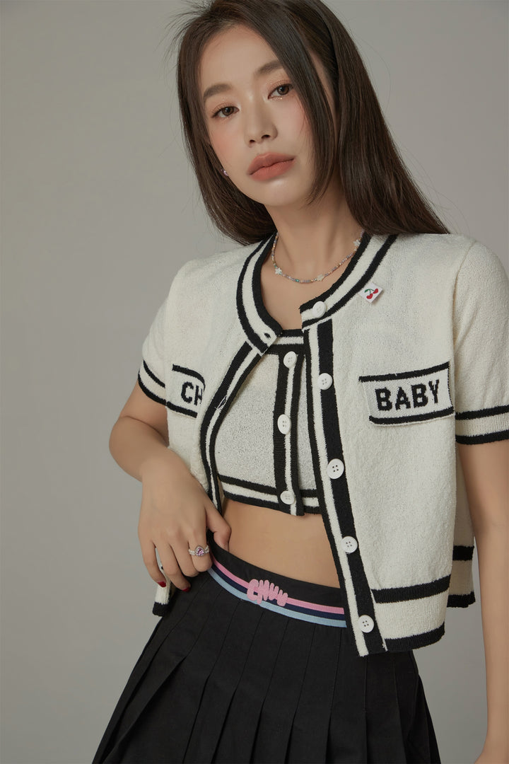 Chuu Baby Contrast Knit Cardigan