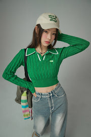 Enjoy The Breeze V-Neck Cropped Knit Top