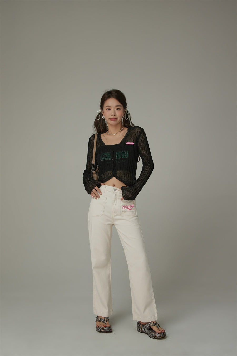 CHUU Embroidered Chuu Pocket Pants