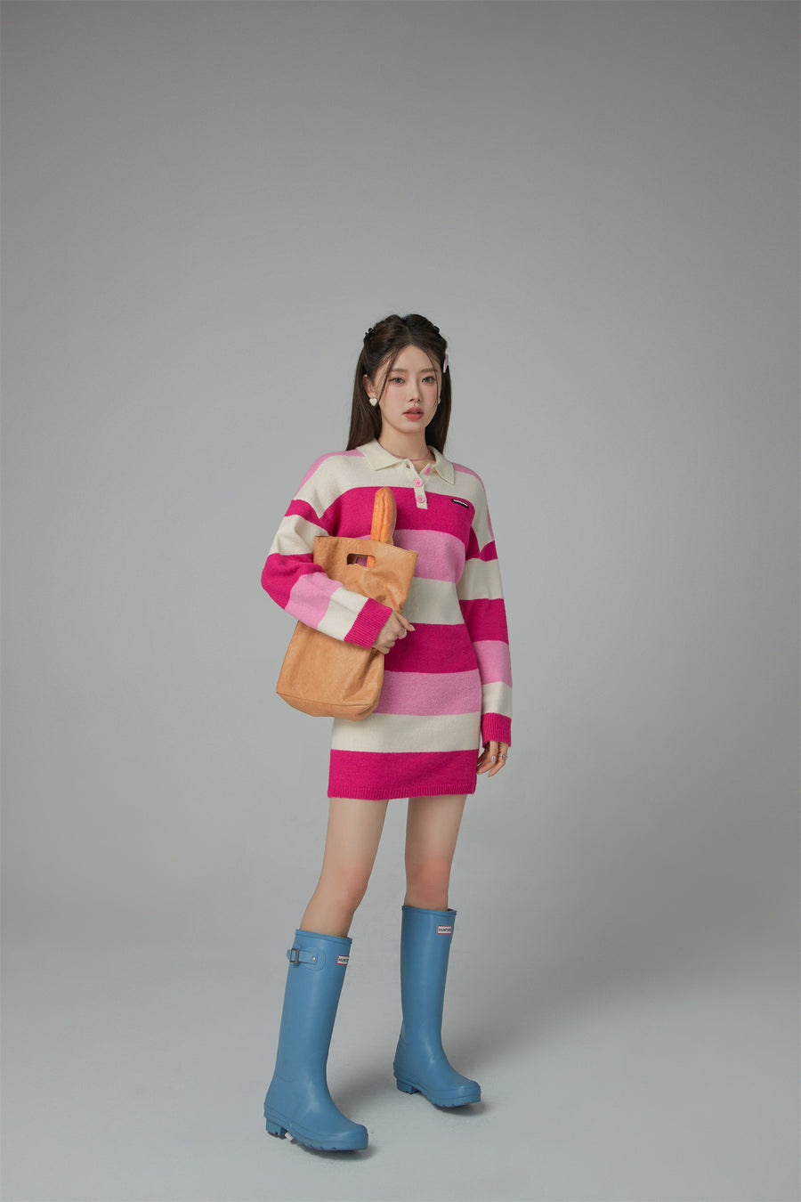 CHUU All I Will Ever Need Striped Knit Dress