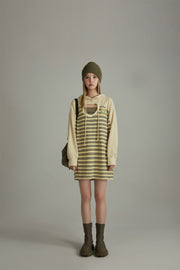 Loose Striped Hoodie Dress