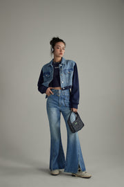 Double Belted Slit Bootcut Denim Jeans