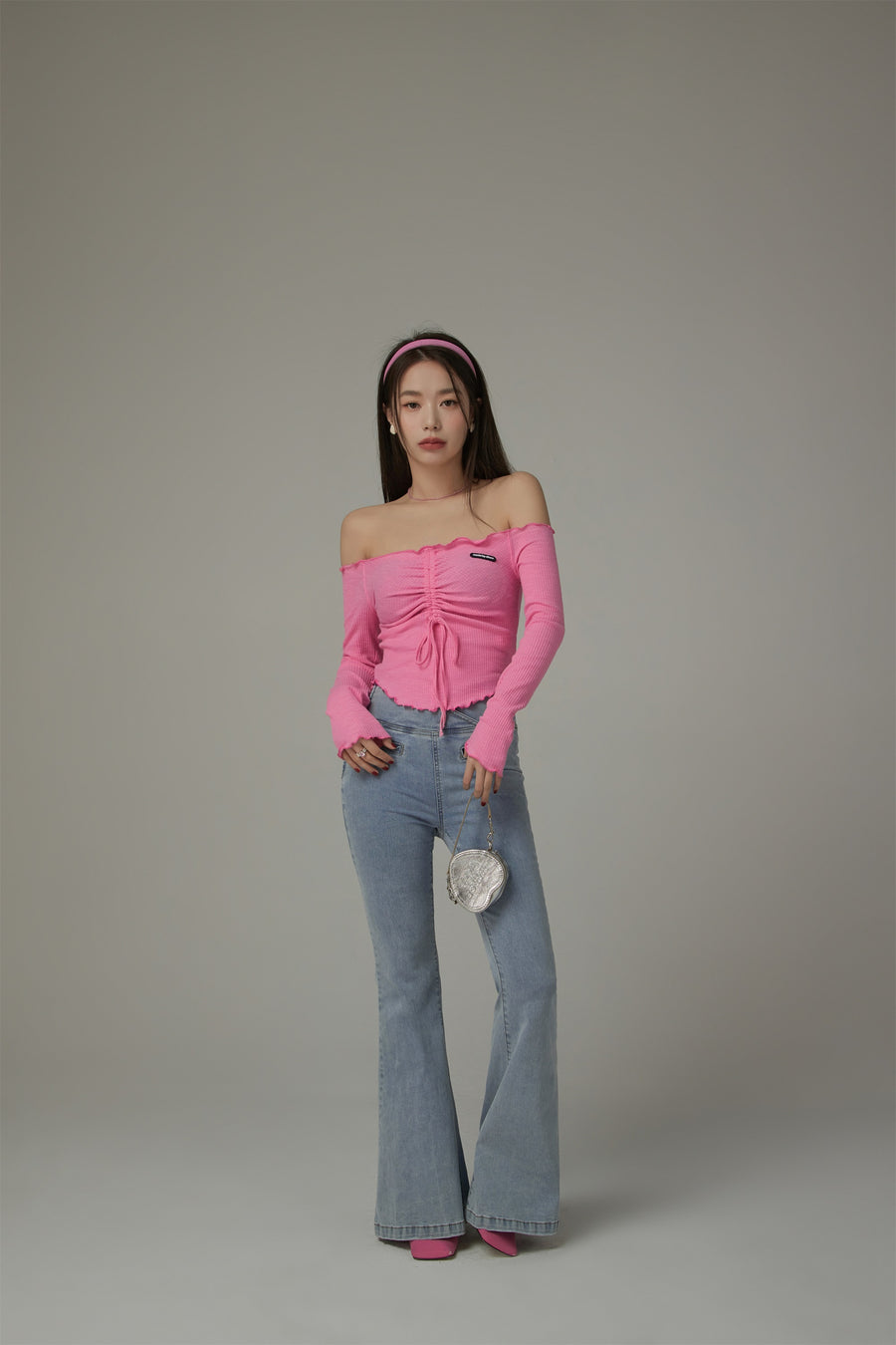 CHUU Shirring Off-Shoulder Top