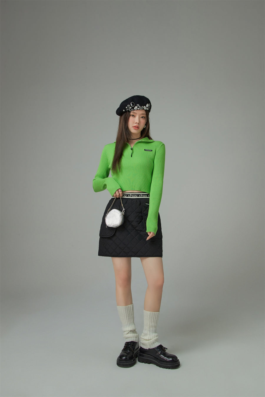 CHUU Way Too Good Quilted Mini Skirt