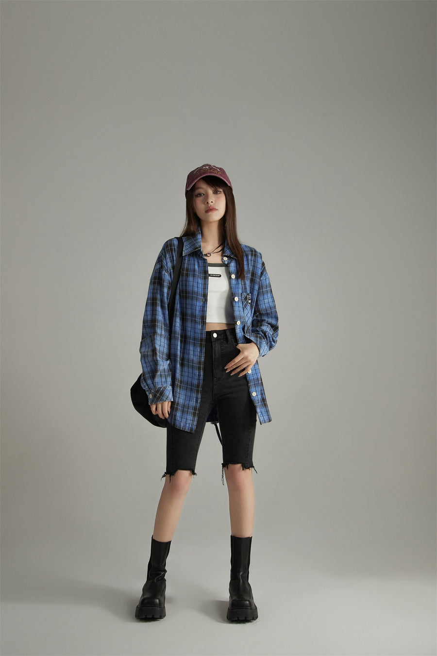 CHUU Vintage Check Button-Up Shirt