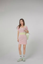 Gingham Knit Mini Skirt