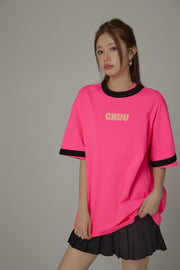 Chuu Color Matching Line Loose Fit T-Shirt