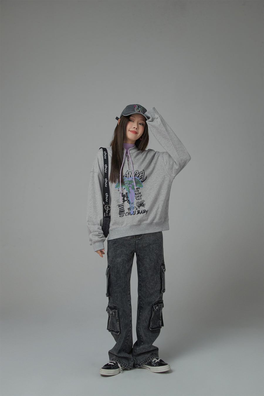 CHUU Here We Go Again String Loose Fit Sweatshirt