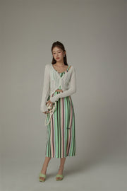 Rainbow Stripes Contrast Long Skirt