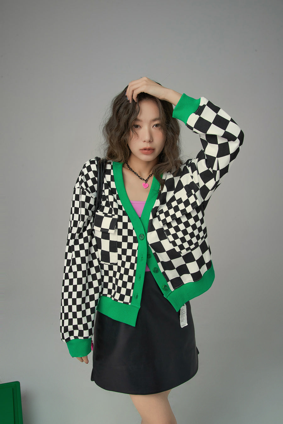 CHUU See The Bigger Picture Checkered Cardigan