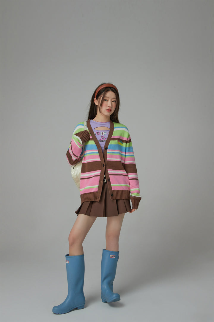 Planet Chuu Embroidered Stripe Cardigan