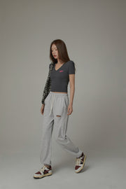 Distressed String Jogger Sweatpants