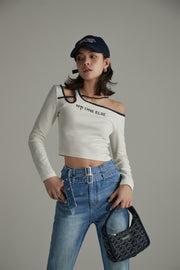 One Off The Shoulder Cropped Long Sleeve T-Shirt