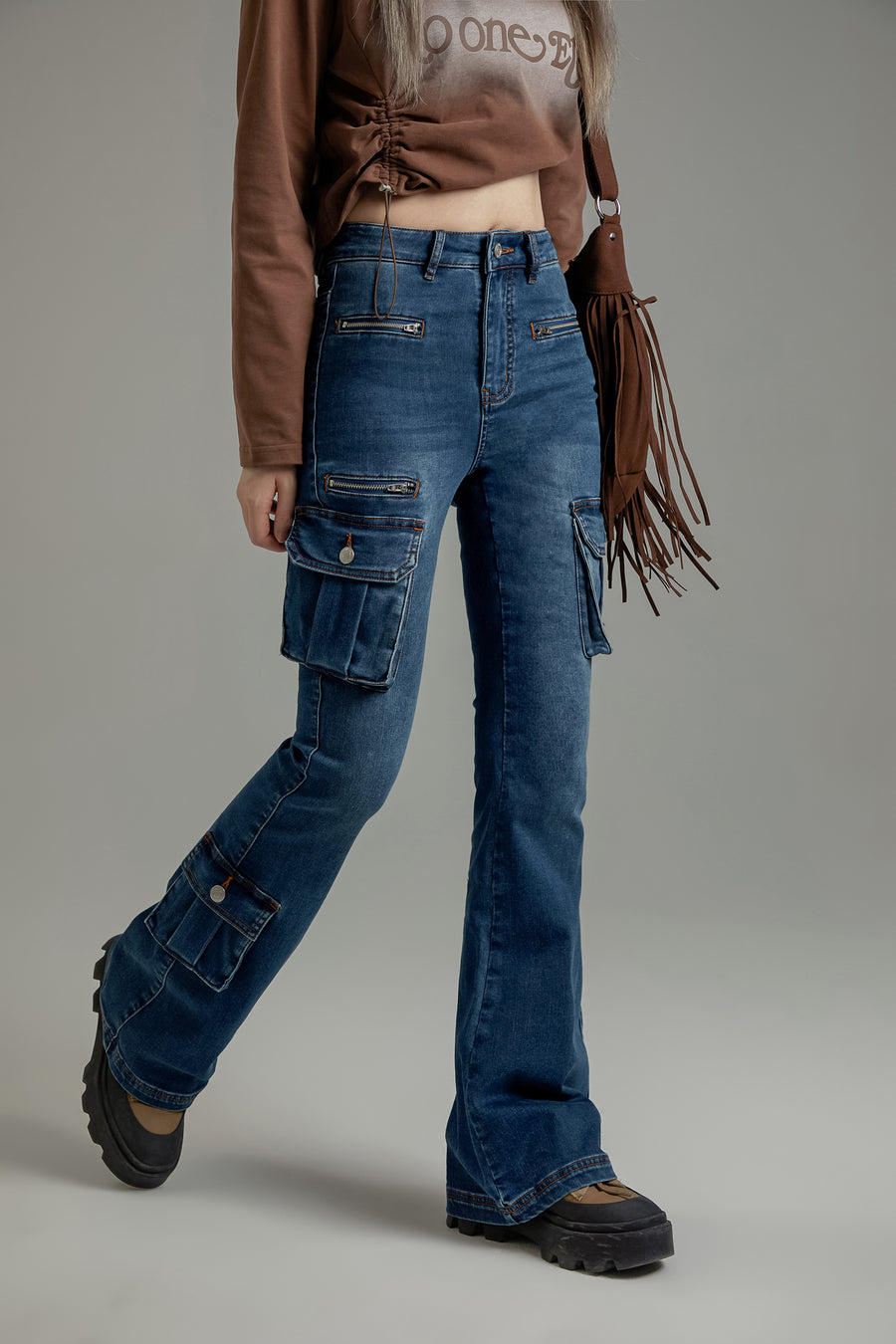 CHUU Cargo Pocket Bootcut Jeans