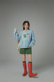 We Are In The Present Frog Logo Loose Fit Sweatshirt