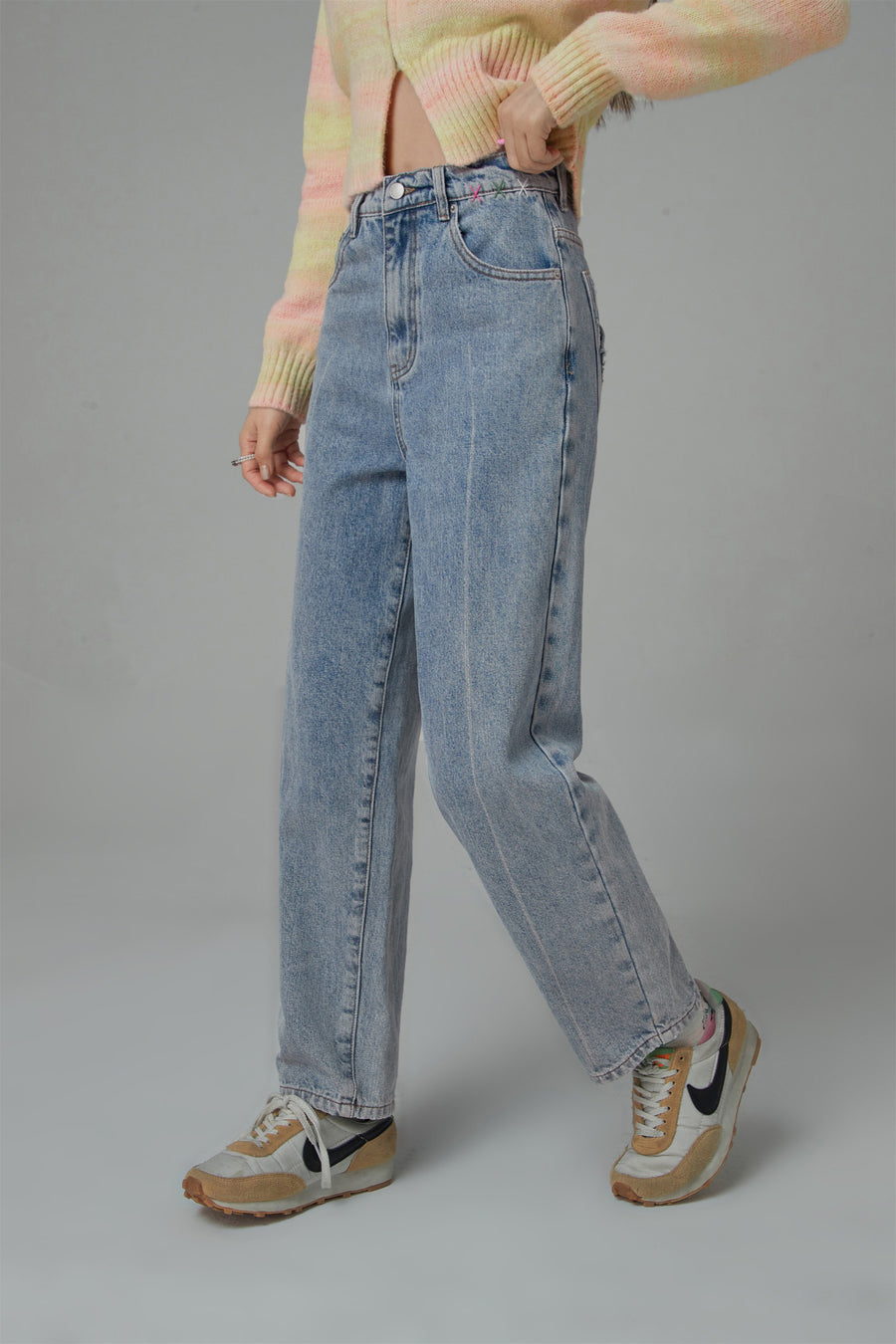 CHUU Fortune And Fame Straight Brushed Denim Pants