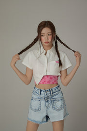 Unbalanced Chuu Baby Cropped Shirt