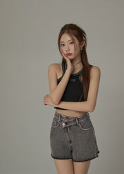 Back Split Cropped Sleeveless Top