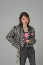 Big Time Luck Striped Loose Fit Short Jacket