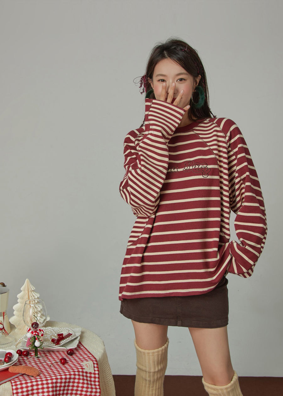 CHUU Cut To The Chase Striped Raglan T-Shirt