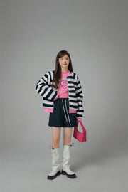 I Am The One Striped Loose-Fit Fleece Jacket