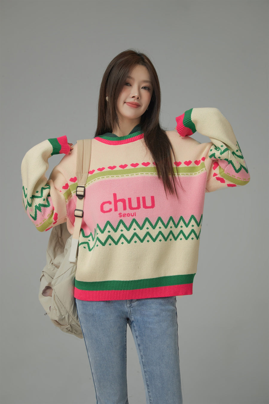 CHUU Feeling Festive Stripe Knit Sweater