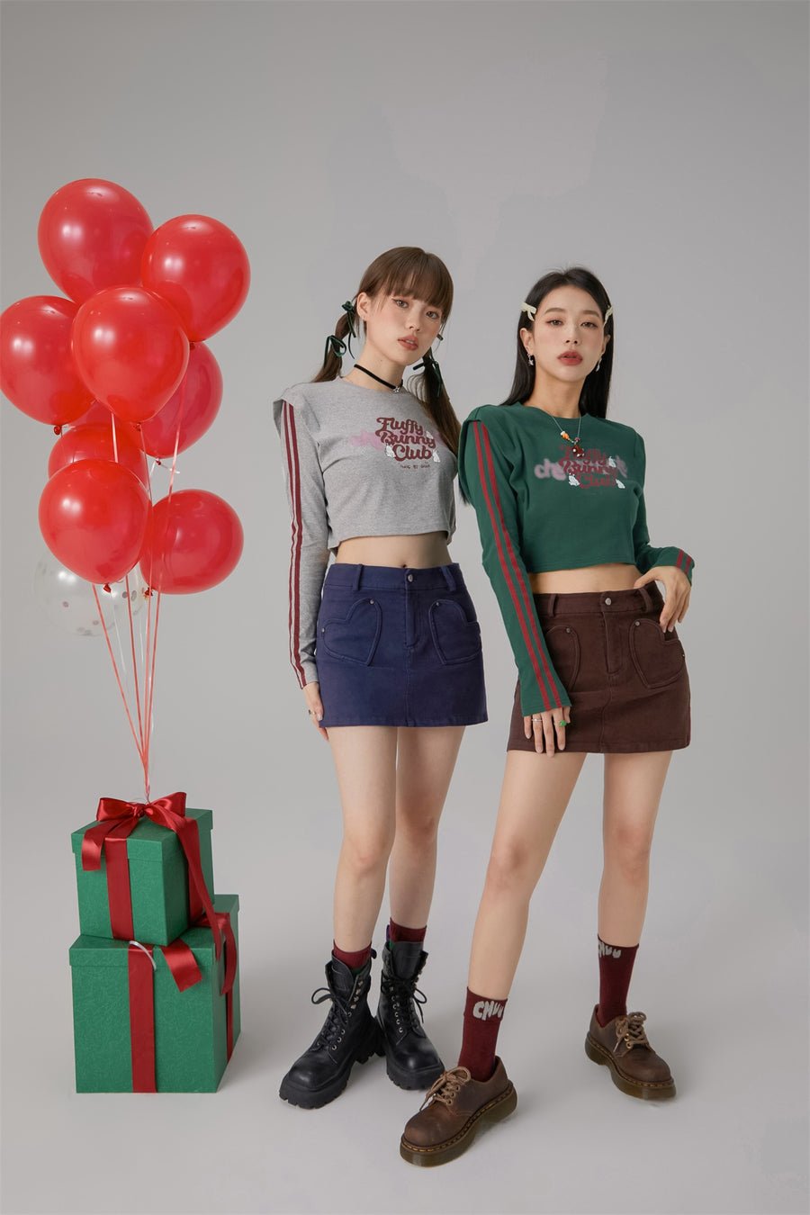 CHUU Heart Pocket Denim Mini Skirt