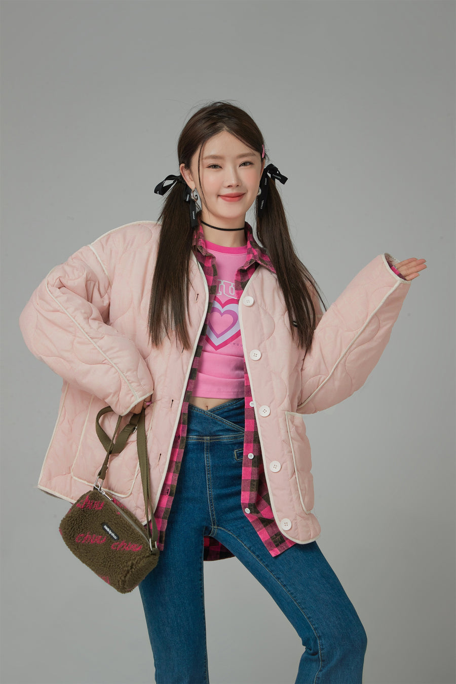 CHUU Over The Drama Pocket Wave Quilted Jacket