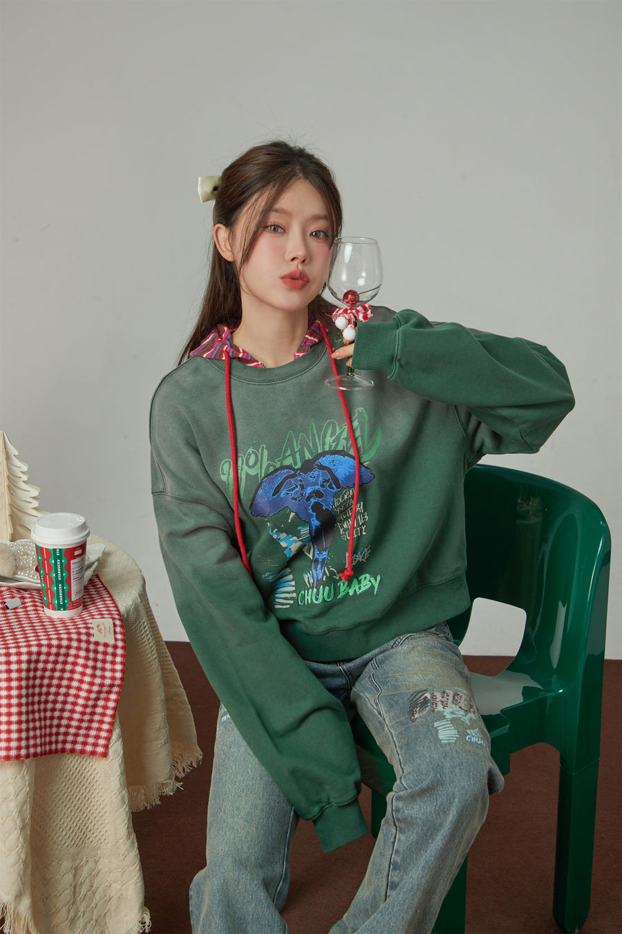 CHUU Angel And Devil Vintage Sweatshirt