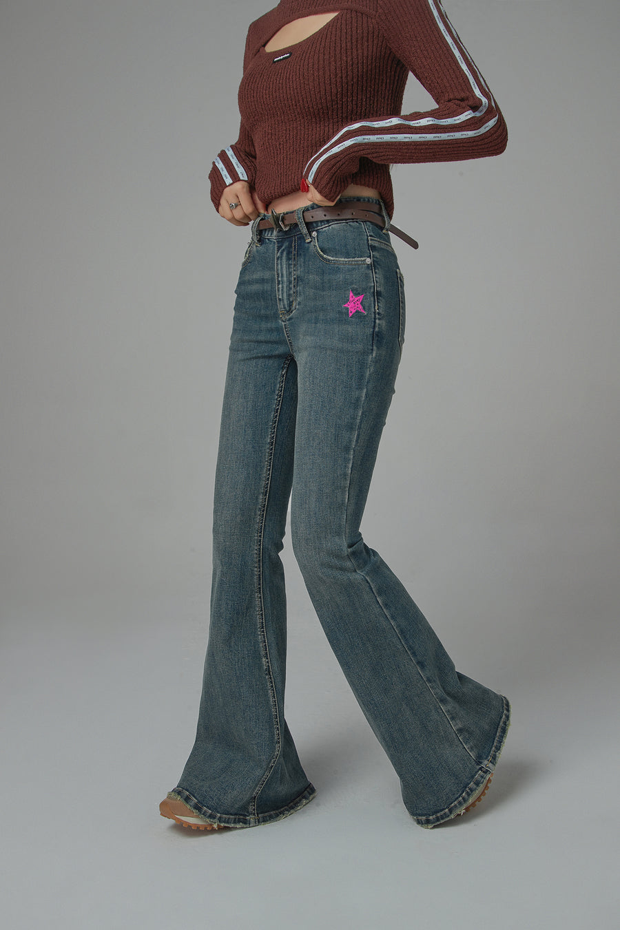 CHUU Wind Up Bootcut Denim Pants