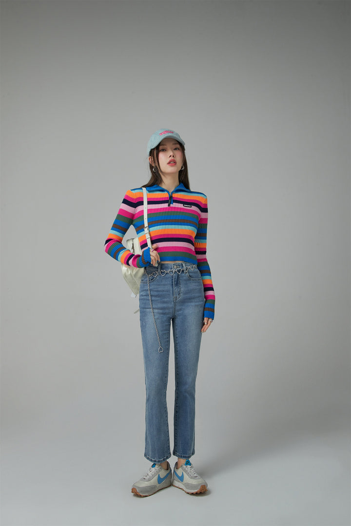 A Dose Of Happiness Rainbow Stripe Knit Top