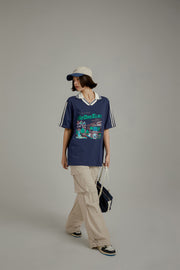 Noe Printed Town Open Collar T-Shirt