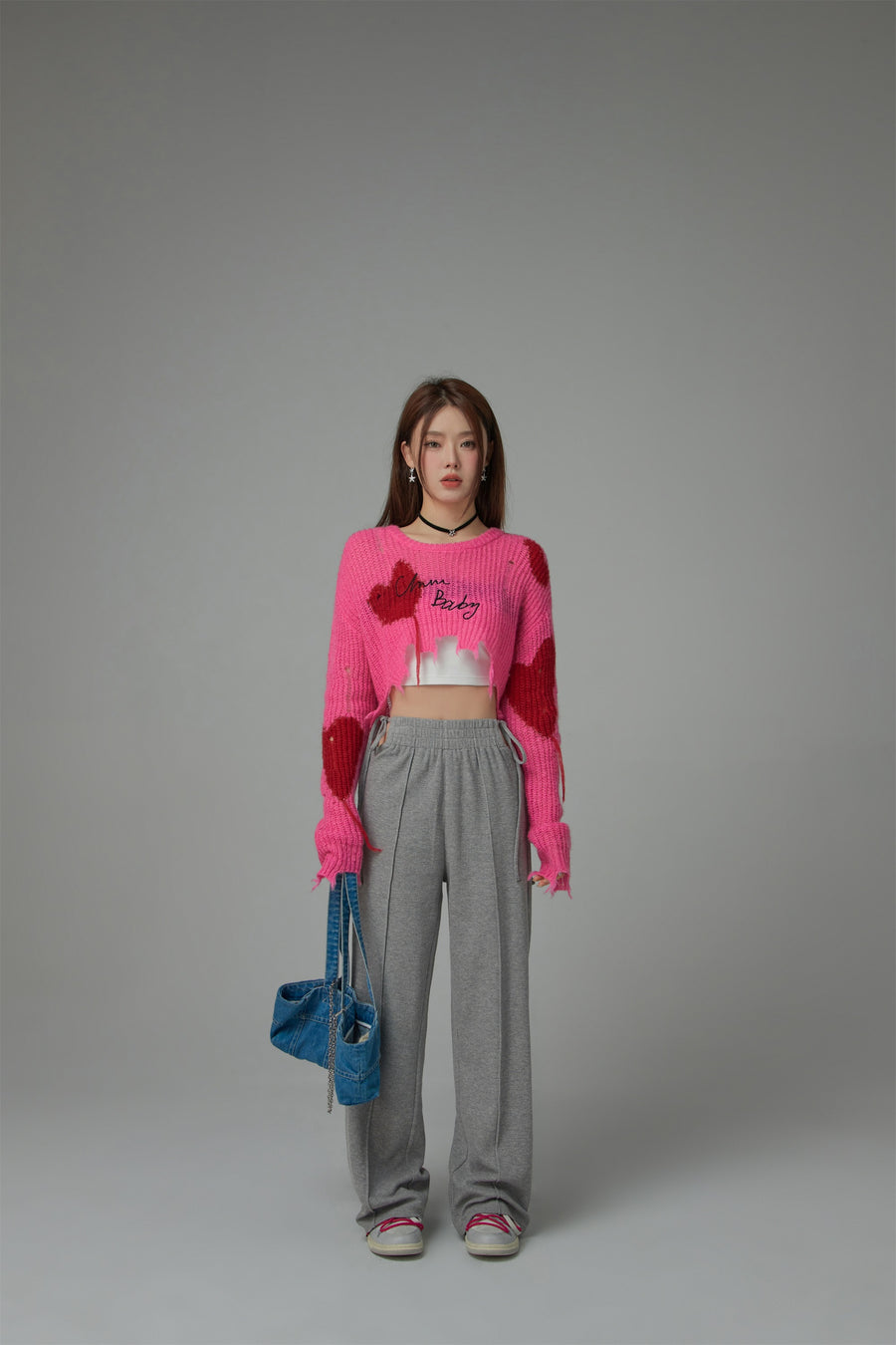 CHUU Side Slits String Wide Sweat Pants