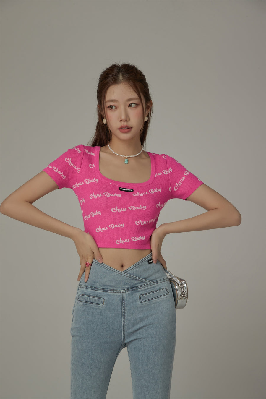 CHUU Chuu Baby Cropped Knit Top