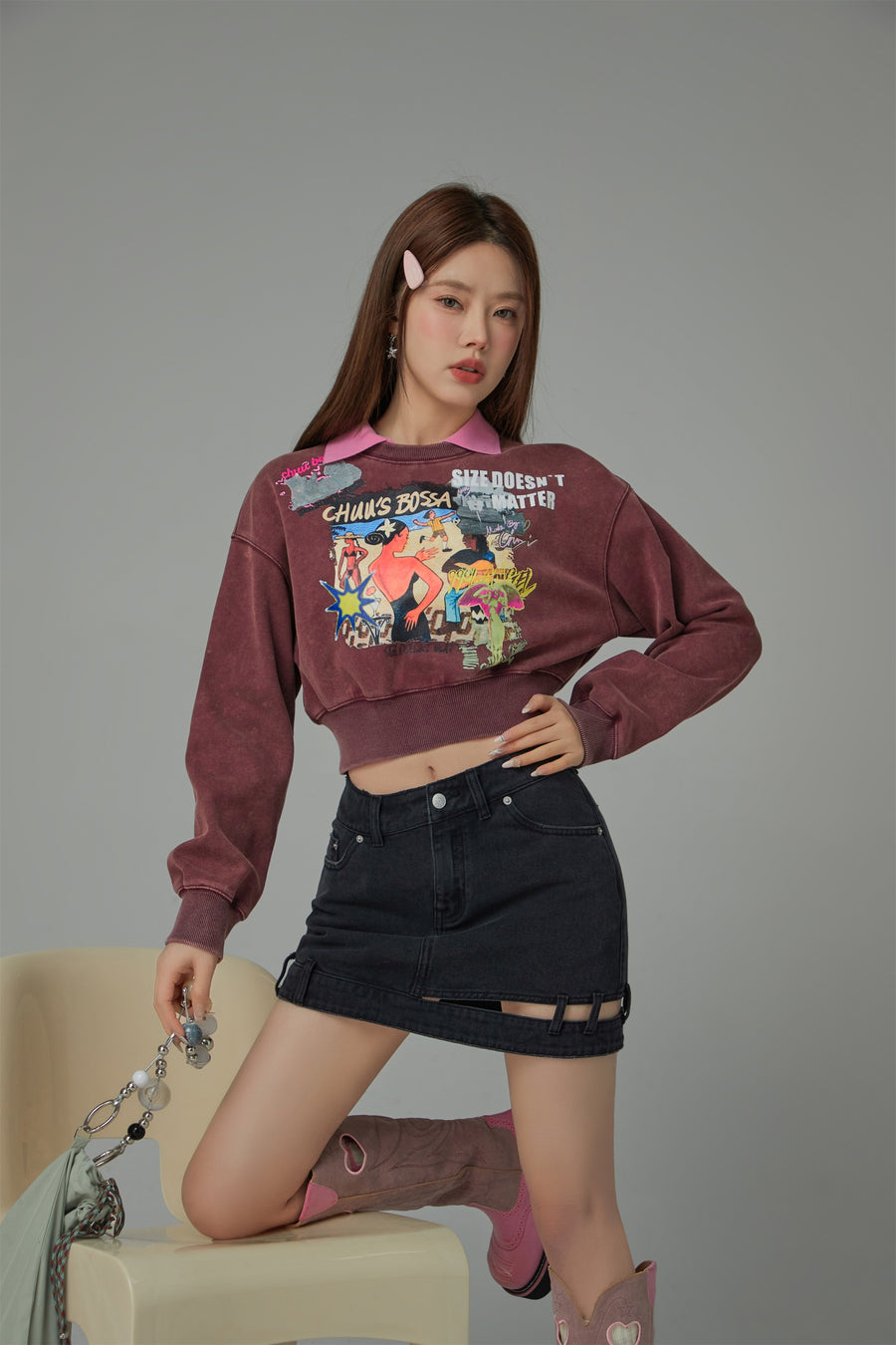 CHUU Sized Doesnt Matter Beach Day Printed Sweatshirt