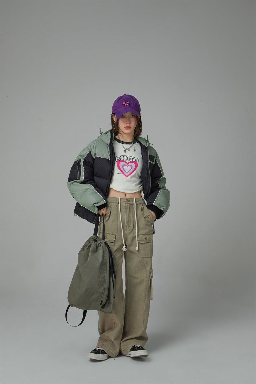 CHUU Two Tone Duck Down Puffer Coat