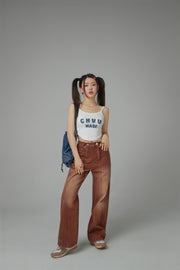 Brown Gradient Denim Wide Pants