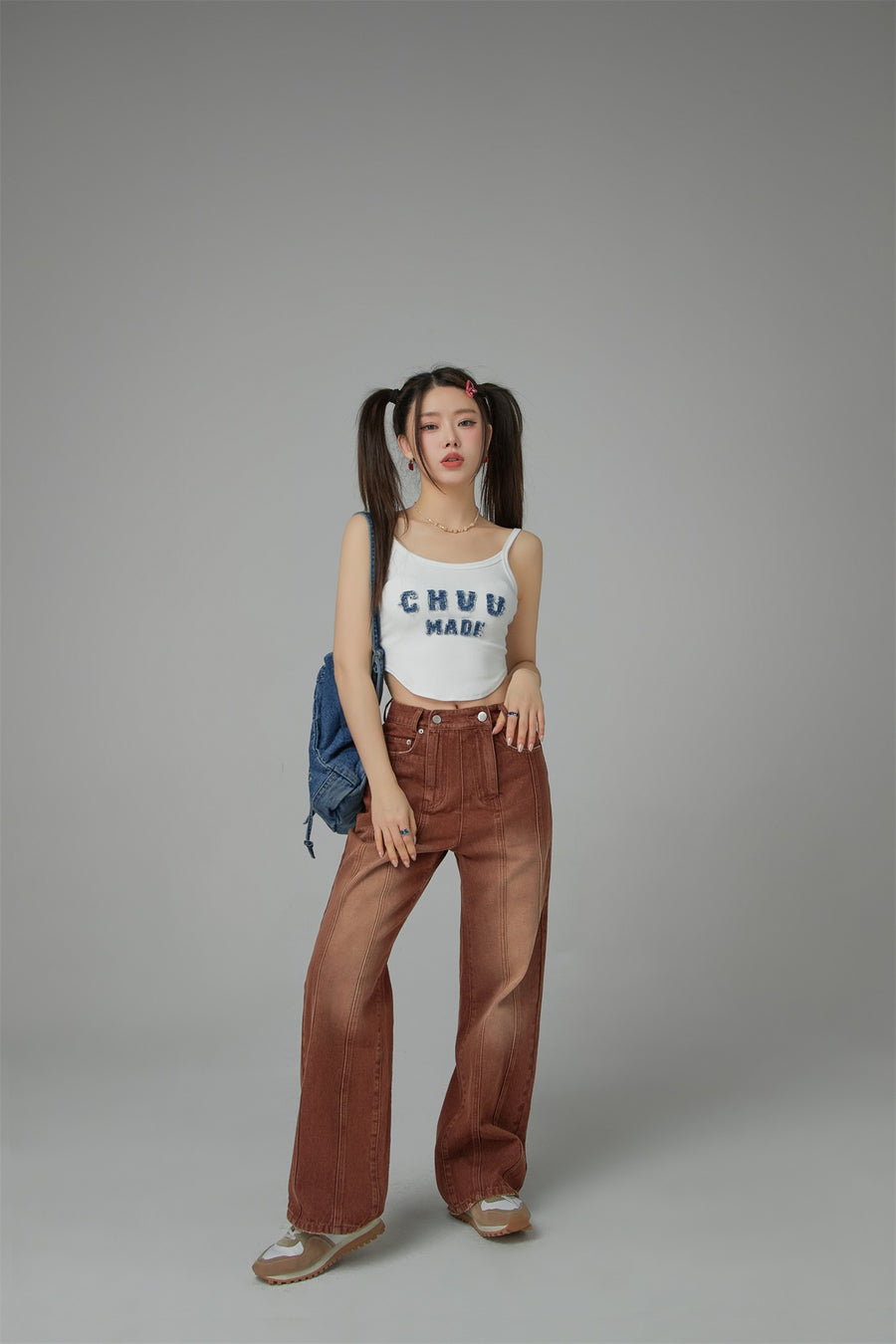 CHUU Brown Gradient Denim Wide Pants