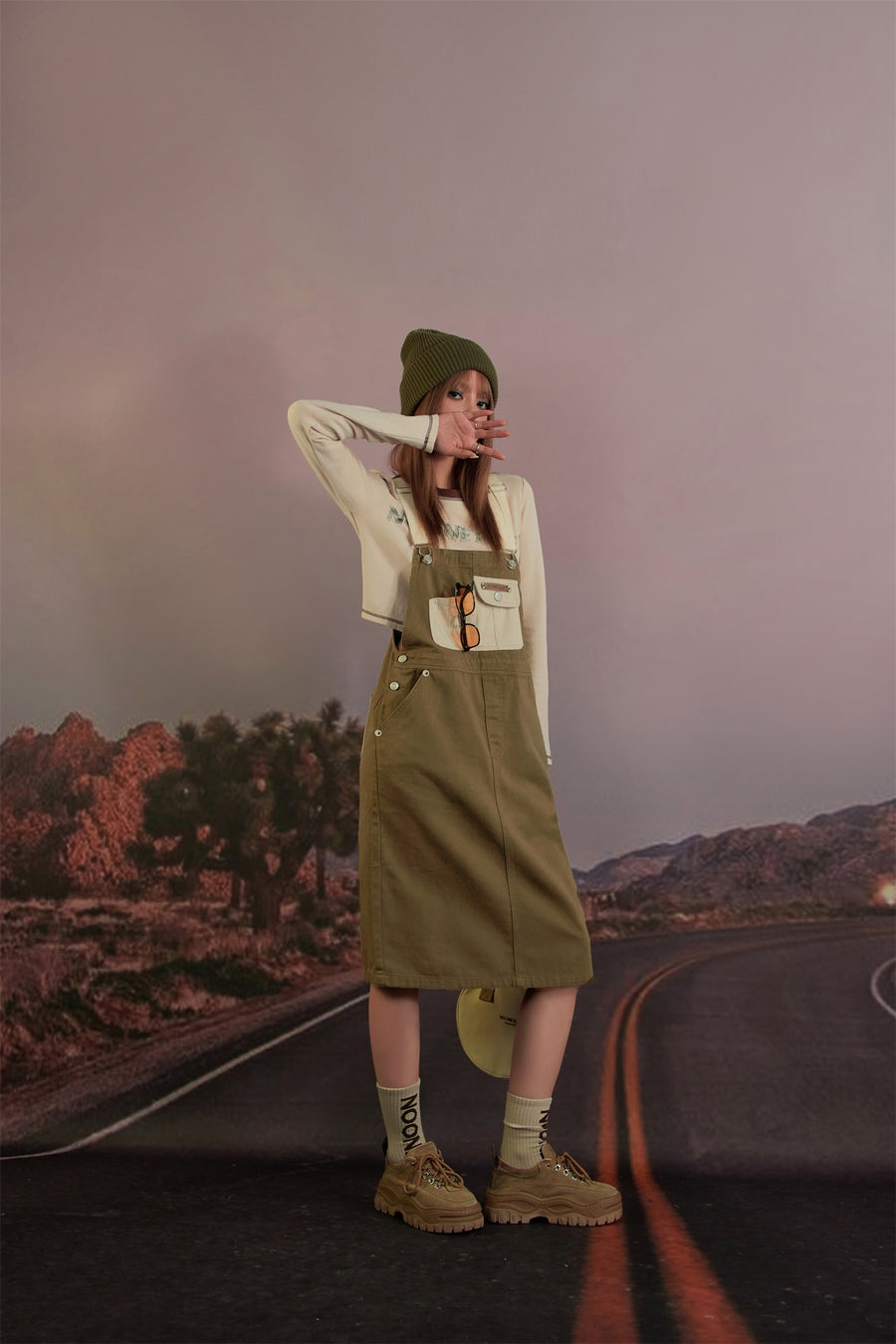 CHUU Noe Front Pocket Overall Dress