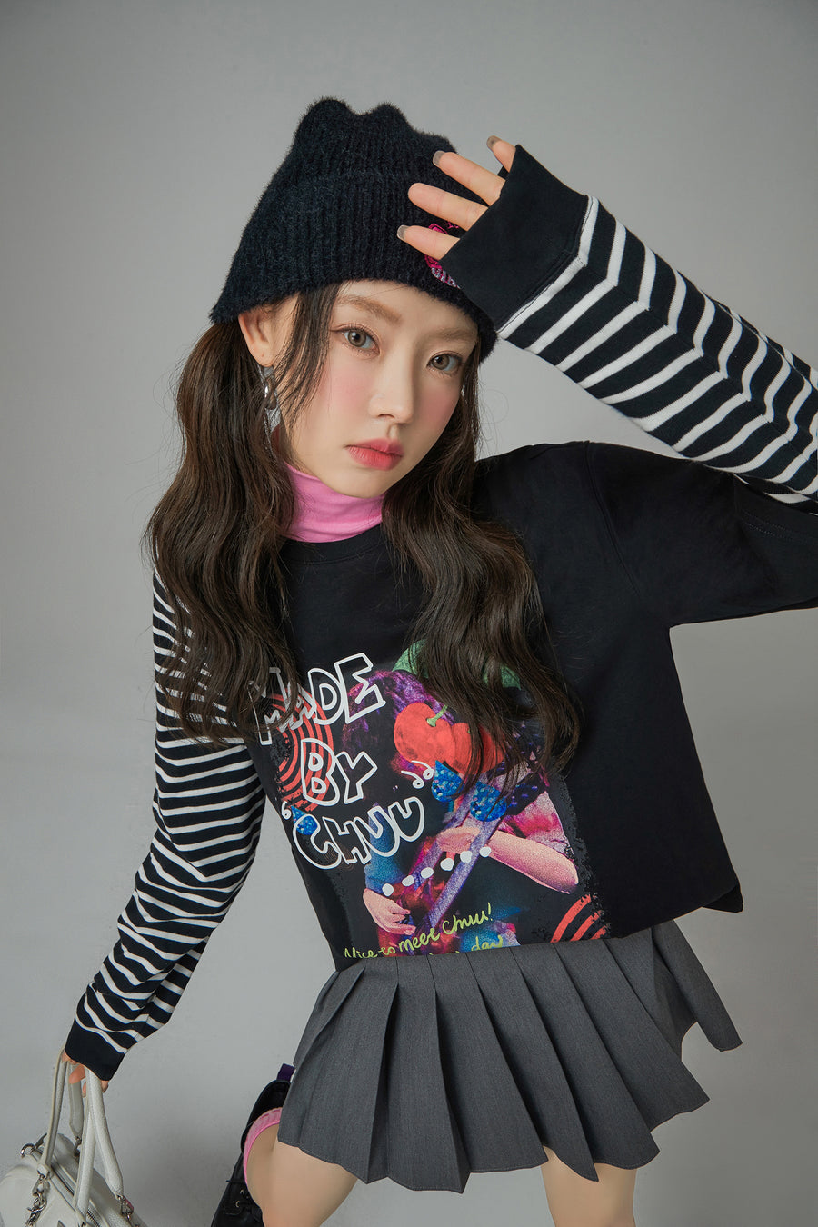 CHUU Cool Girl Stripe Colored T-Shirt