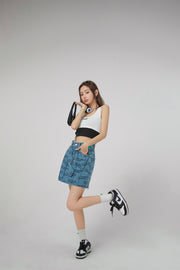 Nice To Meet Chuu Print Denim Skirt